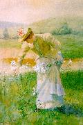 De Scott Evans Picking Wildflowers oil on canvas